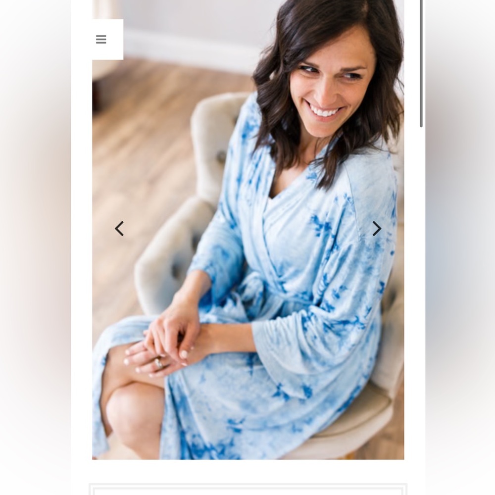 May and joy maternity robe blue tie dye